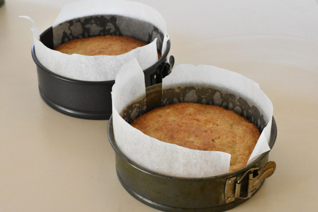Baked hummingbird cakes in tins.
