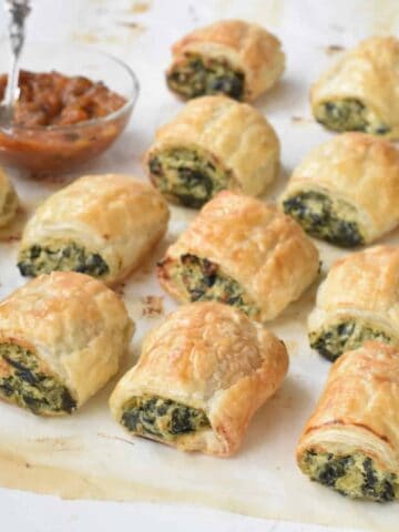 Spinach Ricotta Rolls on a baking tray.