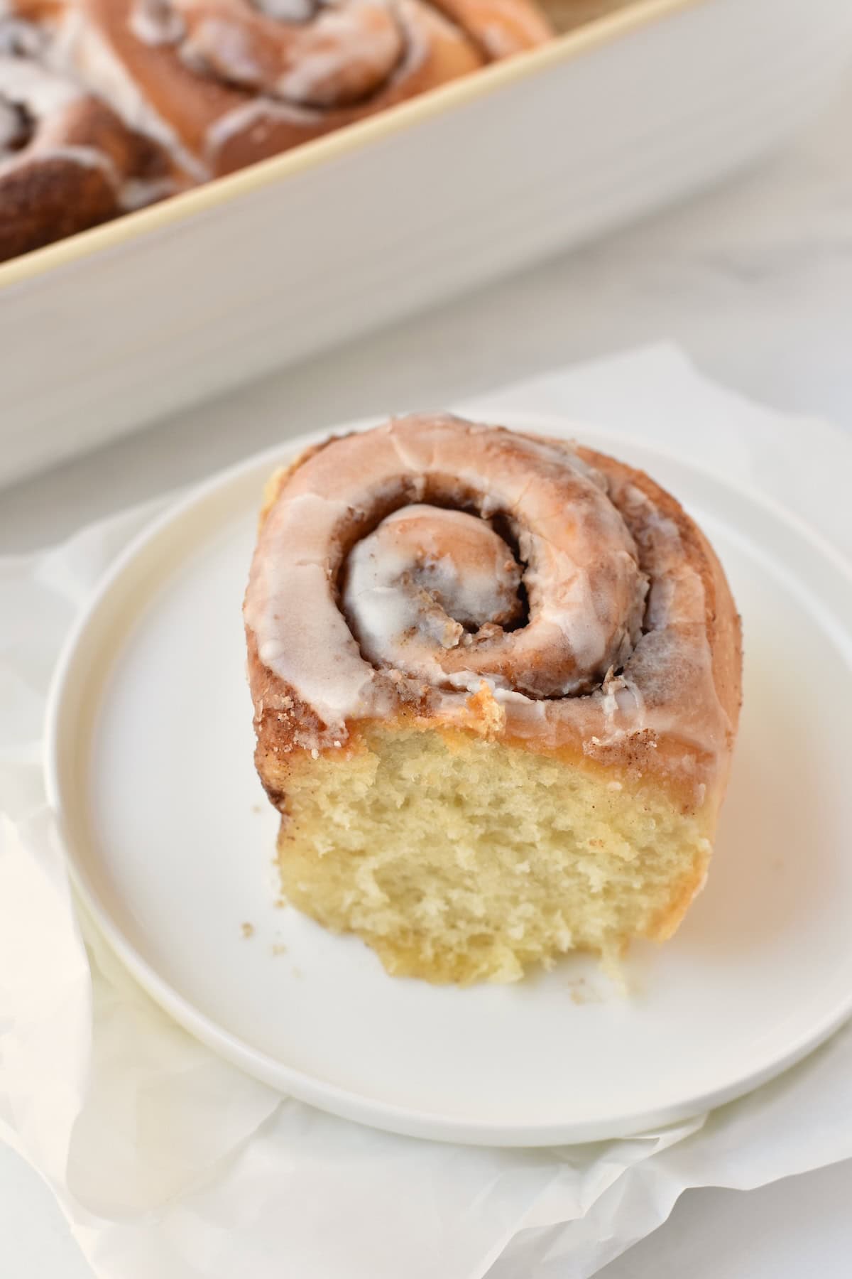 Cinnamon roll on plate