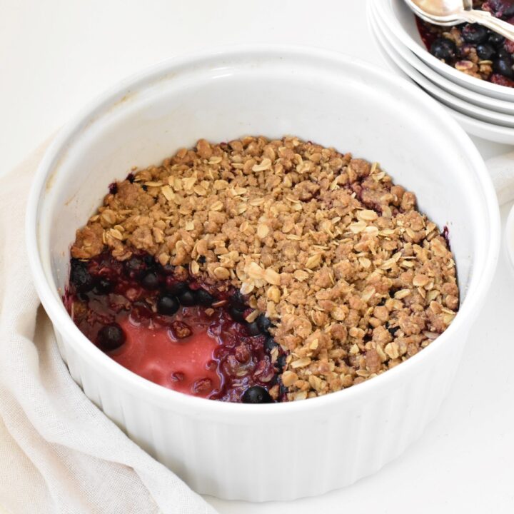Berry Crumble being served.