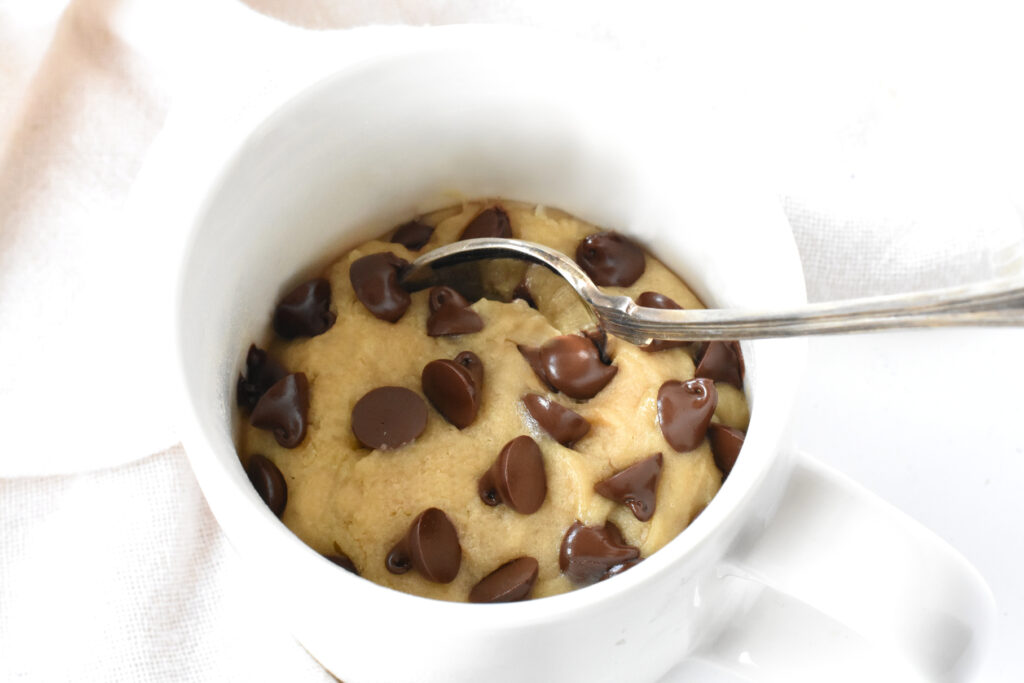 Chocolate Chip Mug Cookie with Spoon