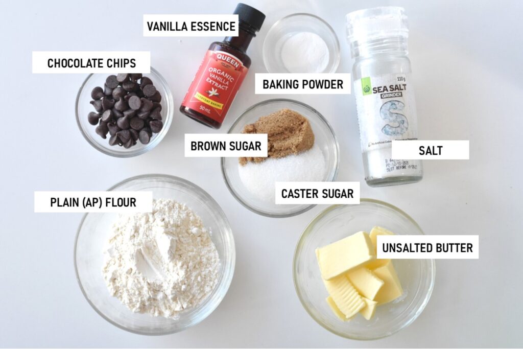 Labelled ingredients layout.
