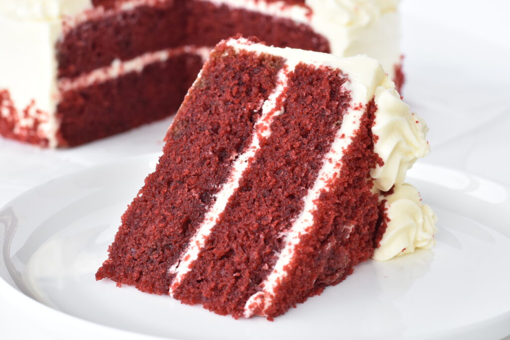 Red Velvet Cake Slice on Plate