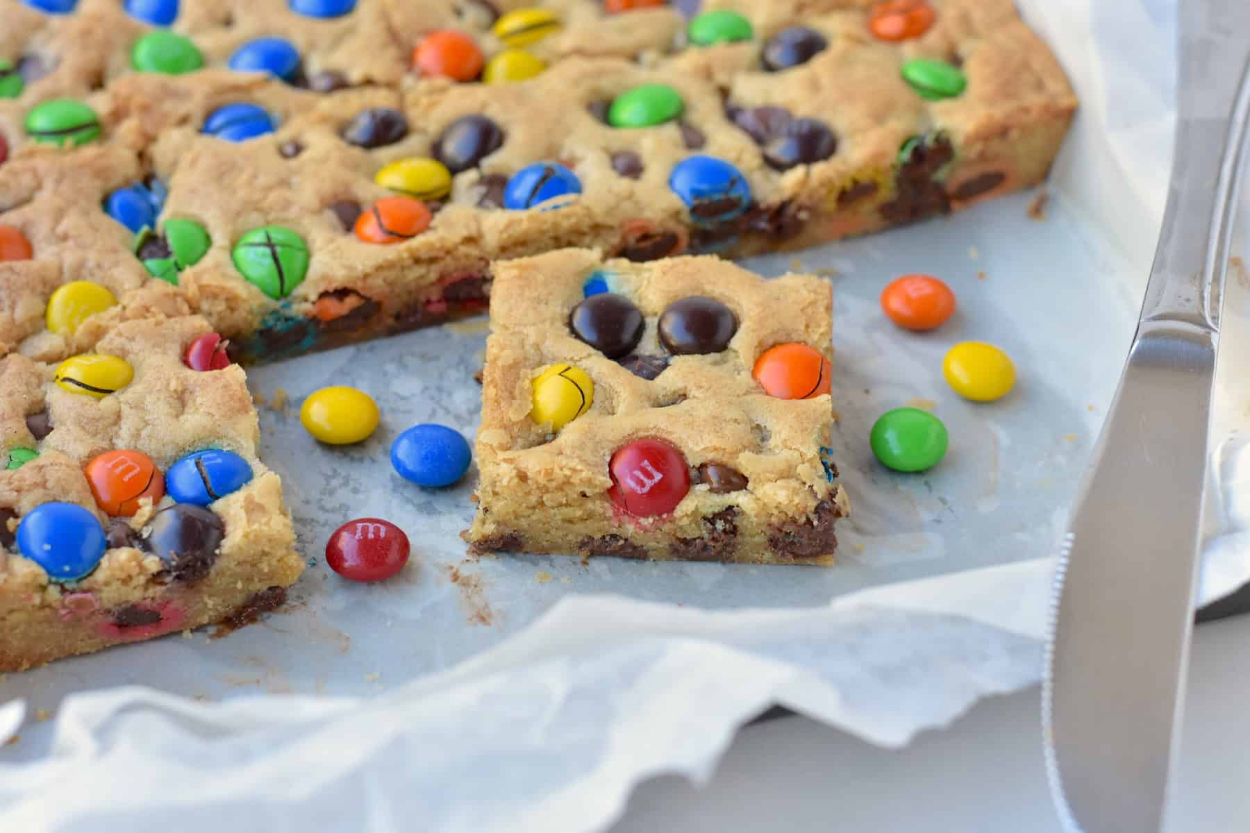 Cookie bars sitting in tray.