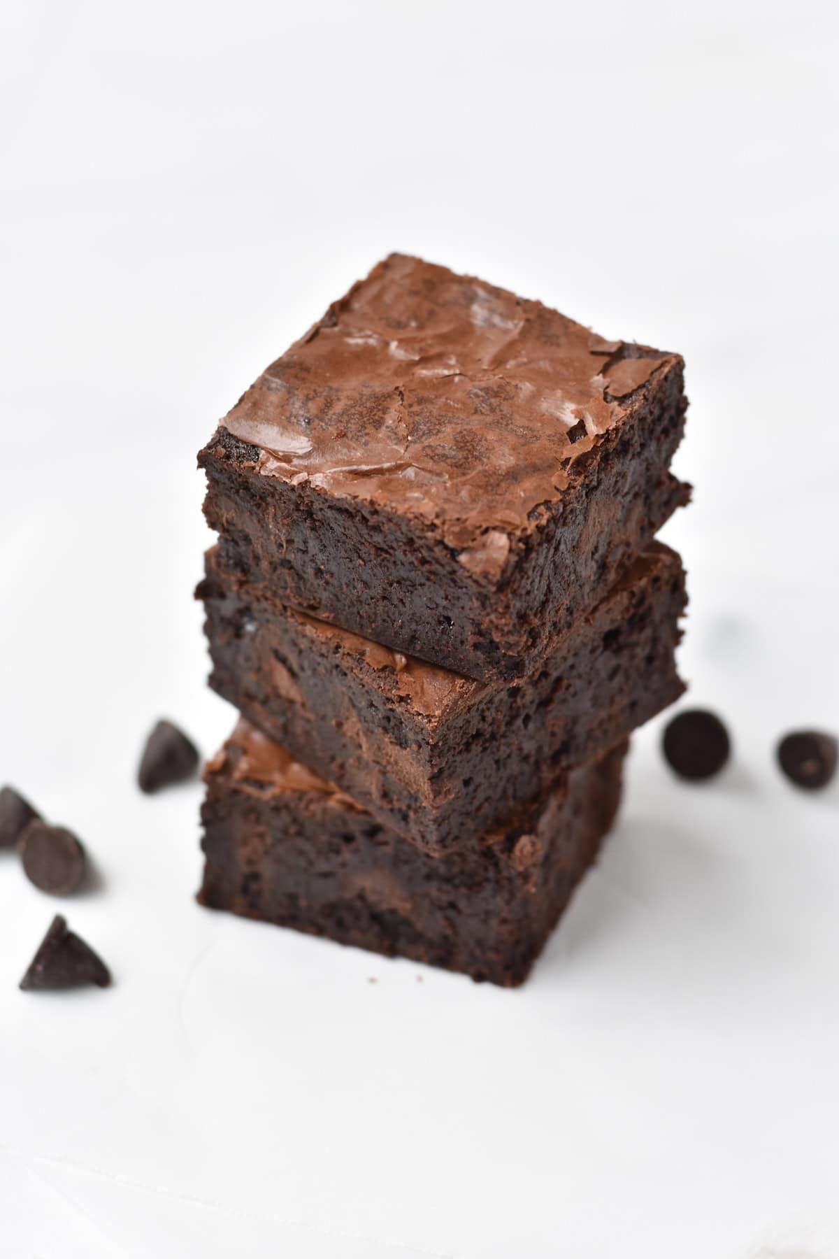 Stack of gluten free brownie squares