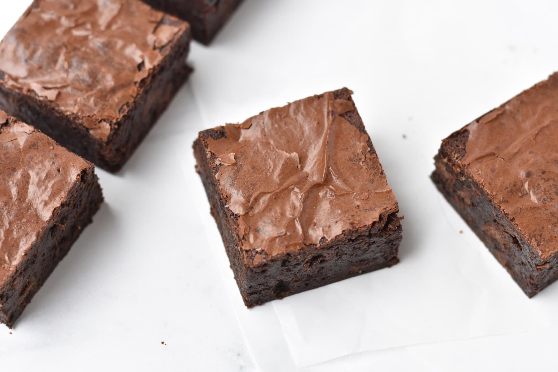 Squares of gluten free brownies.