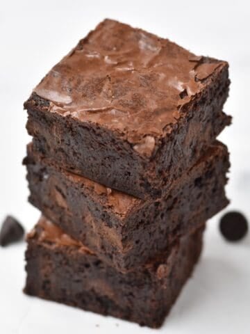 Stack of gluten free brownie squares
