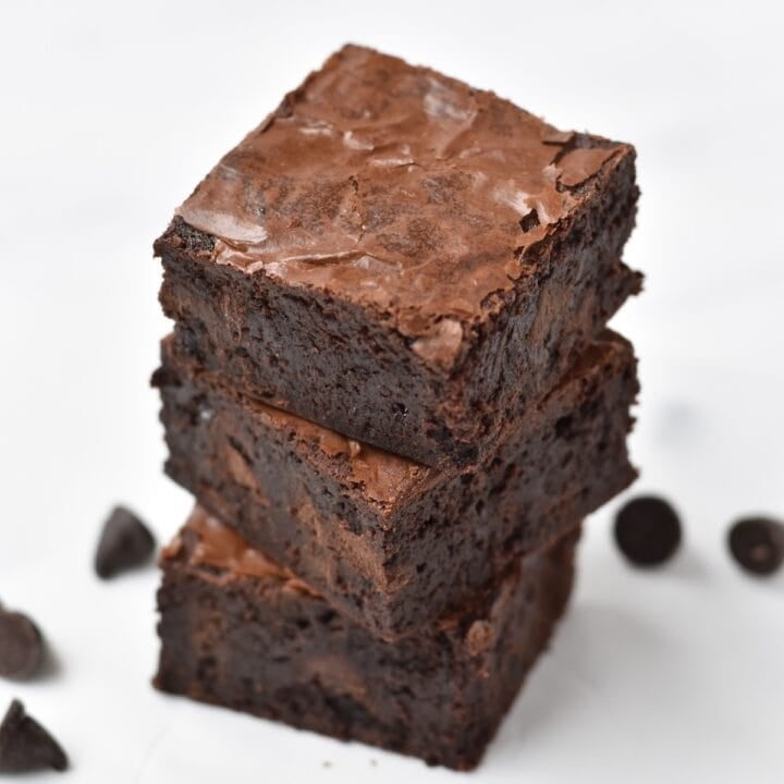 Stack of gluten free brownie squares
