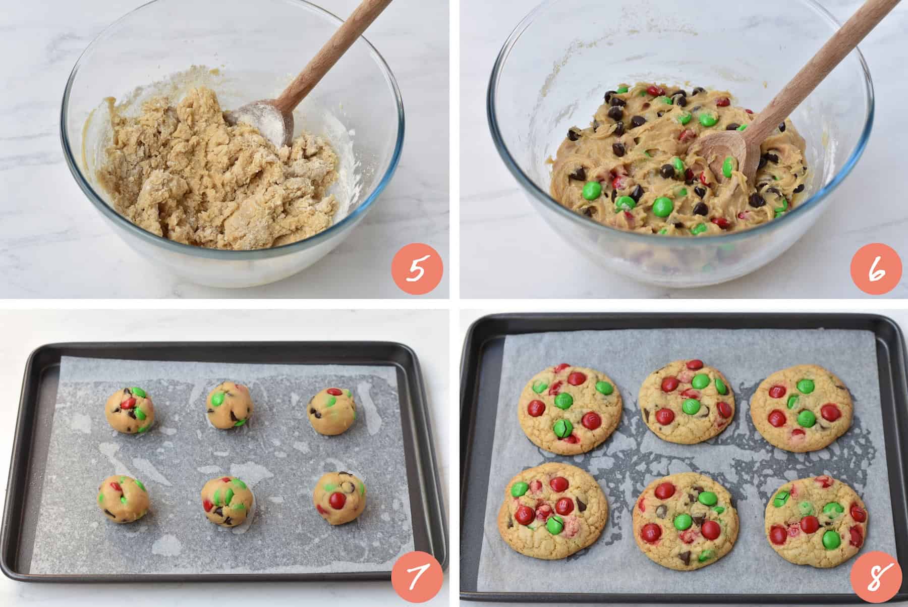 Step-by-step photos of baking cookies.