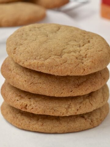 Stack of big soft ginger cookies.